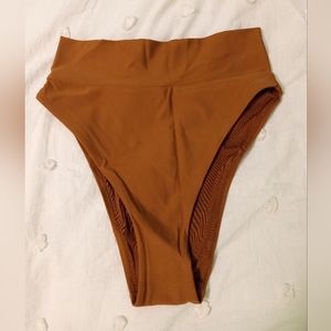 Aerie High Cut Cheeky Bikini Bottom. Size Medium. Light brown/tan.